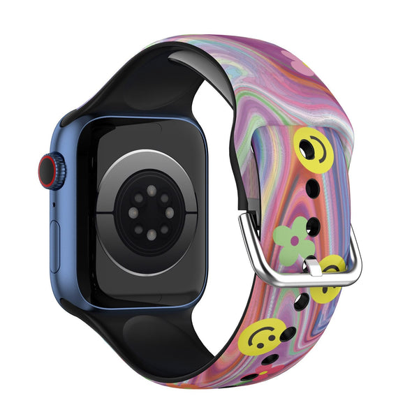 Psychedelic Patterned Silicone Apple Watch Strap