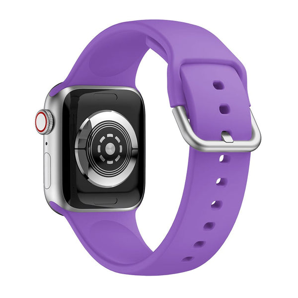 Purple Silicone Apple Watch Strap (Silver Buckled)