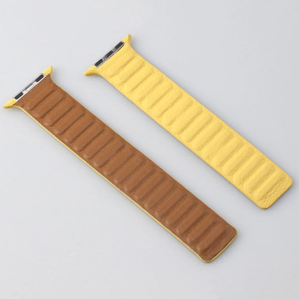 Yellow Leather Link Apple Watch Strap
