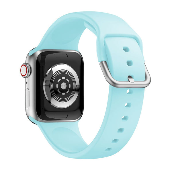 Turquoise Silicone Apple Watch Strap (Silver Buckled)