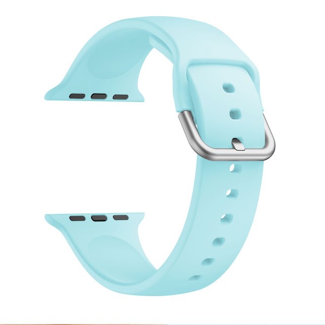 Turquoise Silicone Apple Watch Strap (Silver Buckled)