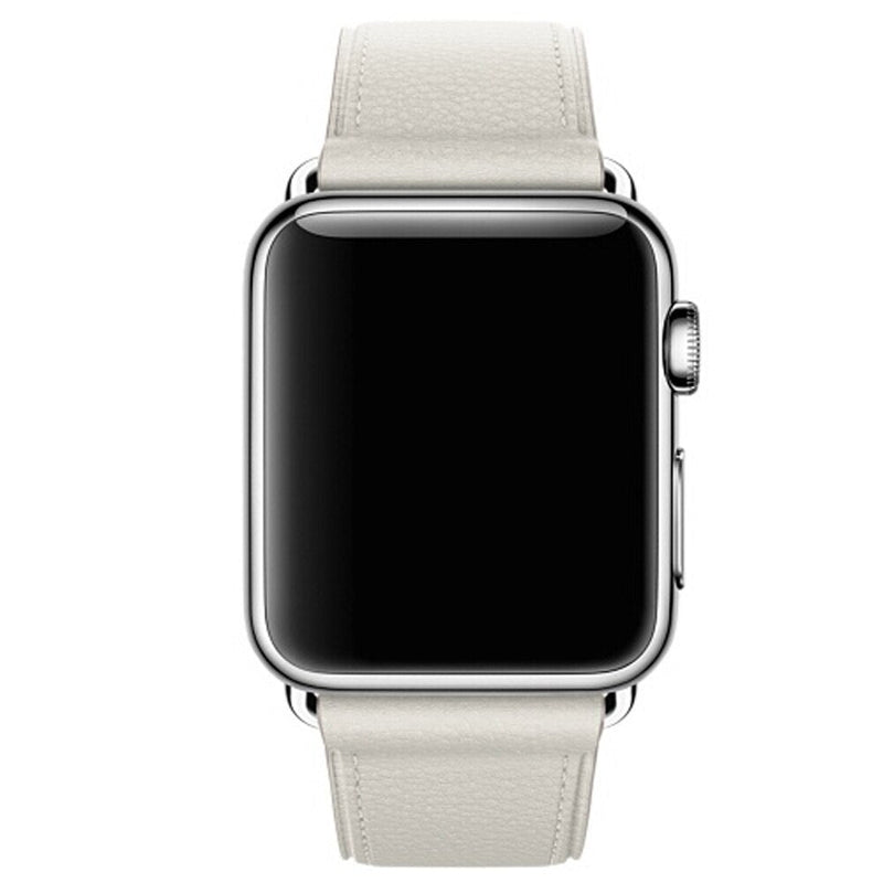 White Leather Apple Watch Strap