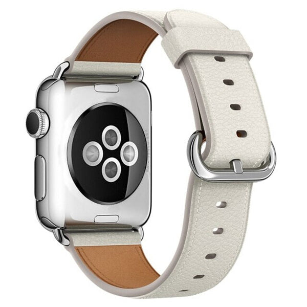 White Leather Apple Watch Strap