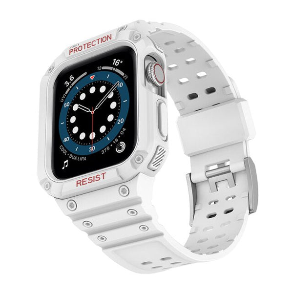 White Silicone Shock® Apple Watch Strap & Case (White)
