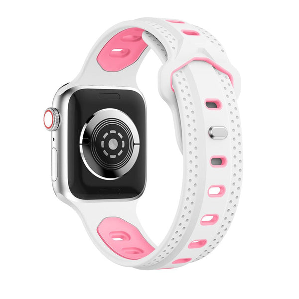 White/Pink Ventilated Sports Apple Watch Strap